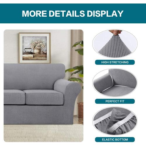 Turquoize 4 Piece Sofa Covers for 3 Cushion Couch Sofa Slipcover Soft Couch Cover for Dogs-Washable Sofa Furniture Covers with 3 Individual Large Cushion Covers (XL Sofa, Dove)