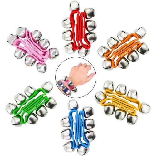 POPLAY 6 PCS Percussion Instruments, Wrist Bells Jingle Bells Musical Rhythm Toys