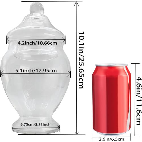 Glass Apothecary Jars 45 Ounce Decorative Candy Cookie Jars ，Clear Elegant Storage Jar with lids Canisters Sets for the Kitchen Wedding Home Centerpiece Candy Buffet Set of 2