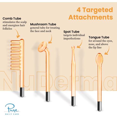 Pure Daily Care NuDerma Handheld Skin Therapy Wand Machine w/Neon – Anti-Aging - Skin Tightening - Wrinkle Reducing - Dark Circles – Clarifying - Hair & Scalp Stimulator