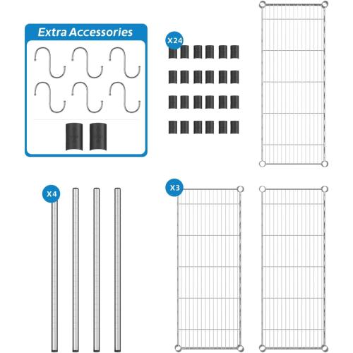 3-Shelf Adjustable Metal Shelf Wire Shelving Storage Rack for Office,Kitchen,Bedroom,Bathroom,Laundry,Pantry Basement,Garage(Chrome,36 L x 14 W x 30 H)