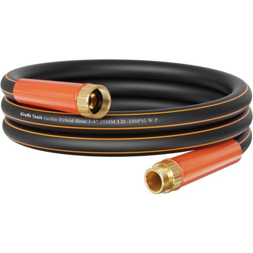 Giraffe Tools Garden Hose 12ft x 3/4, Heavy Duty Water Hose, Flexible, Hybrid Lightweight Hose with Swivel Handle, Male to Female Fittings, Burst 600 PSI