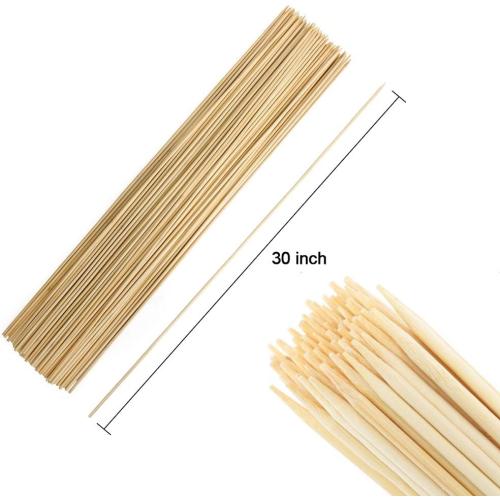 FLYPARTY Bamboo Marshmallow Roasting Sticks with 30 Inch 5mm Thick Extra Long Heavy Duty Wooden Skewers,Roaster Barbecue S'Mores Skewers Hot Dog Forks for Camping,Party,Kebab Sausage(120 Pcs)