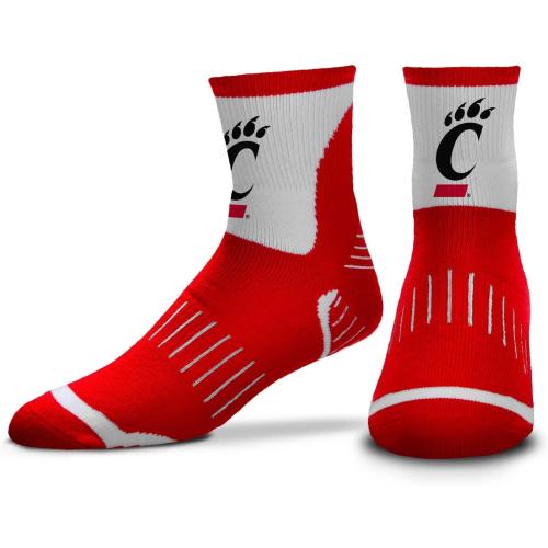 One Size COLOR BLAC AND WHITE  For Bare Feet NCAA Youth Surge Team Mascot Quarter Socks - All Weather Performance - Girls & Boys - Enhance your Footwear Collection (Cincinnati Bearcats - Red, One Size)