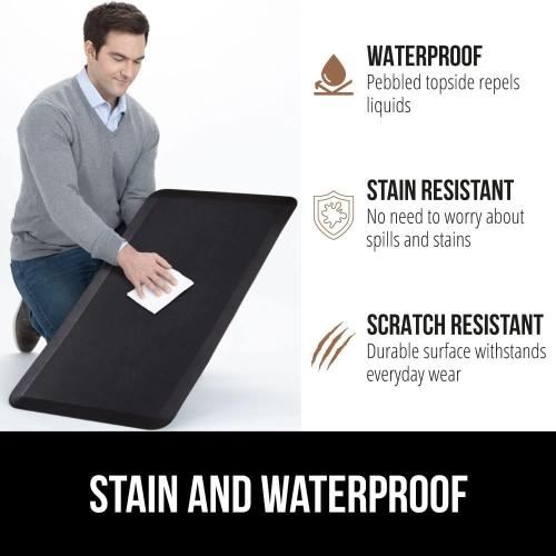 GORILLA GRIP Comfortable Cushioned Kitchen Mats for Floor, Waterproof and Stain Resistant Soft Top, 3/4 Inch Thick Ergonomic Standing Desk Anti Fatigue Mat, Foam Supports Ankles and Feet, 17x24, Black