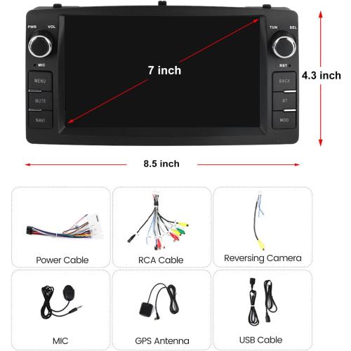 Android Double Din Car Stereo for Toyota Corolla E120 2000 2001 2002 2003 2004 2005 2006, 7 Inch Touch Car GPS Radio Wireless Car-Play Android Auto Support WiFi Blue-Tooth FM RDS, 2GB RAM 32GB ROM