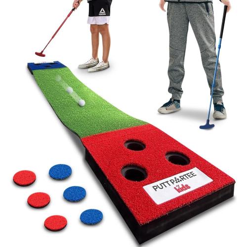 Portable Kids Golf Pong Putting Game Set – Indoor & Outdoor Mini Golf – Fun Yard Game - Adjustable Putters, Quality Base, Real Balls – Perfect for Family Competitions