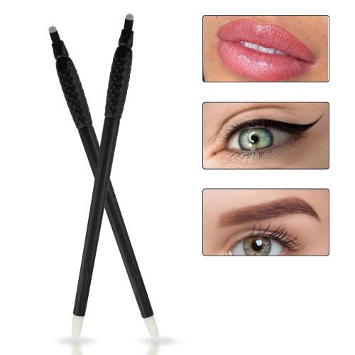 Disposable Microblading Eyebrow Pen – Nano Blade Tattoo Hand Tool with Pigment Sponge for Precise Brow Shaping ( Black 0.15 18U)