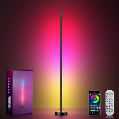 Smart RGBICW LED Corner Floor Lamp - 16 Million DIY Colors, 68  Scenes, Music Sync, App & Remote Control, Color-Changing Ambient Lighting for Living Rooms, Bedrooms, and Gaming Rooms