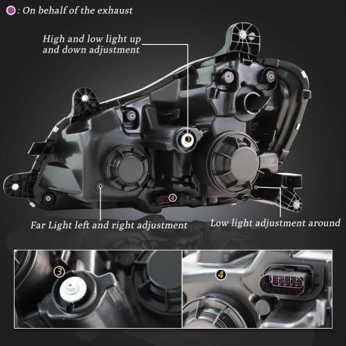Pair Headlights Assembly for Kenworth T680 2013-2021 LED Projector Headlamps Replacement Left Driver and Right Passenger （Black）