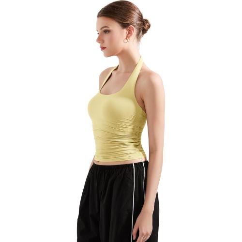Yellow Size XS SUUKSESS Women Halter Tank Tops Double Lined Backless Y2K Trendy Going Out Tops