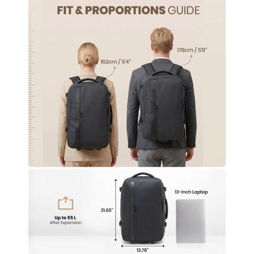 Fanwoli Rolling Vacuum Backpack Travel with One-Button Compression, Expandable Carry-On Suitcase Luggage, Approved TSA Lock & Water-Proof Laptop Compartment for Outdoor/Family/Business Trips