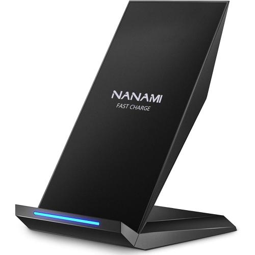 Fast Wireless Charger, NANAMI Wireless Charging Stand Compatible iPhone 17/17 Air/16/15/15 Pro/15 Plus/15 Pro Max/14/13, Nightstand Phone Charger Dock for Samsung Galaxy S26/S26 /S25/S24/S23/S22