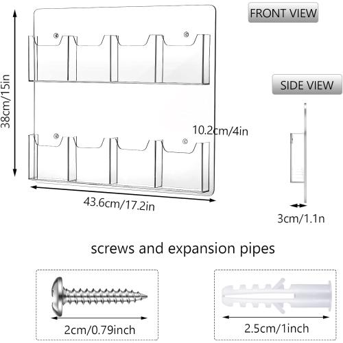 Eersida Acrylic Brochure Pamphlet Holder Brochure Display Stand Business Tri Fold Multi Slot Holder Rack Wall Mount Clear Pocket Space Saver for Flyer Literature Menu Advertise