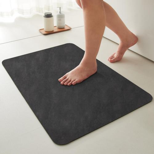 TYUU Black Bath Mat, Bathroom Rugs Non Slip Washable Thin Absorbent Quick Dry Bath Mat Fits Under Door Bathroom Floor Mat Perfect for Bath, Shower, or Sink 36x48 Black