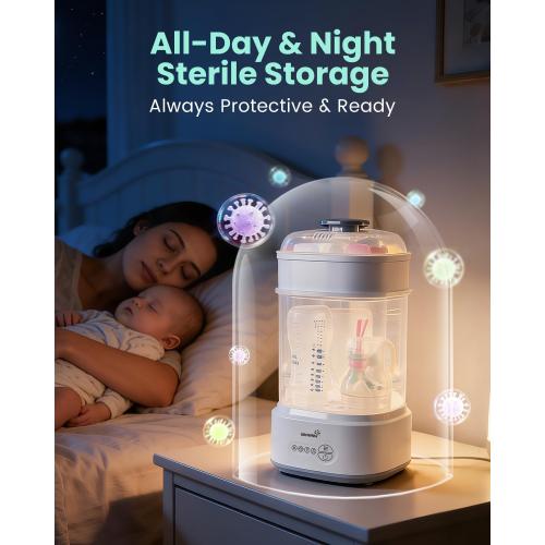 GROWNSY Bottle Sterilizer and Dryer, Compact Electric Steam Baby Bottle Sterilizer (Esterilizador de Biberones), Bottle Sanitizer for Baby Bottles, Pacifiers, Pump Parts