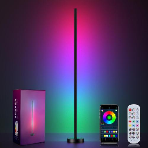 Corner Floor Lamp, LED Corner Lamp with App and Remote Control, RGBICW 16 Million DIY Colors & 68  Scene, Music Sync, Color Changing Smart Ambient Light for Living Rooms, Bedrooms, and Gaming Rooms
