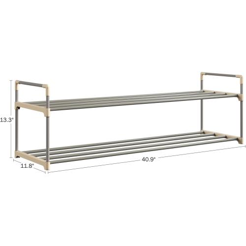 Shoe Rack - 2-Tier Shoe Organizer for Closet, Bathroom, Entryway - Shelf Holds 10 Pairs Sneakers, Heels, Boots by Home-Complete (Black