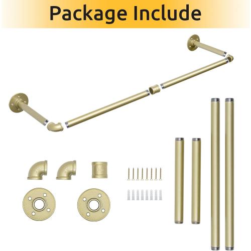 Oroonoko 36 inch Gold Industrial Pipe Clothes Rack,Pipe Garment Rack Hanging Rod Bar for Closet Storage,Laundry Room Up to Max Load 135lbs