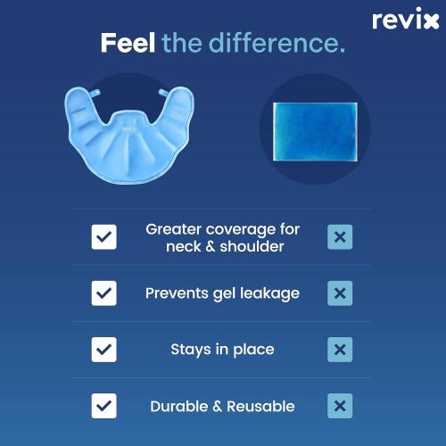 REVIX Ice Pack for Neck and Shoulders Upper Back Discomfort, Large Neck Ice Pack Wrap with Soft Plush Lining, Reusable Gel Cold Compress for Post-Workout Recovery, Blue