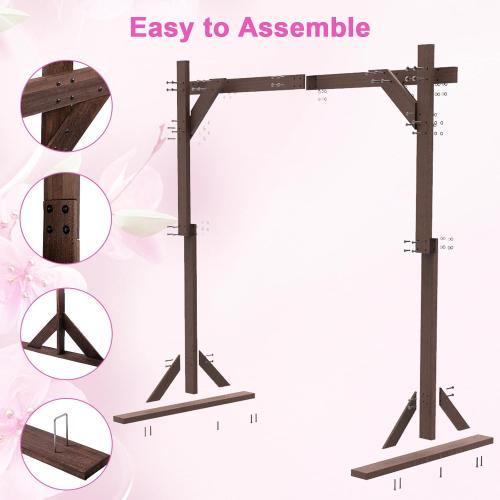 Wooden Wedding Arch – 7.48FT Square Wood Backdrop Stand for Ceremony & Events, Sturdy Wooden Arbor for Wedding Decorations, Indoor & Outdoor Garden Arch Frame
