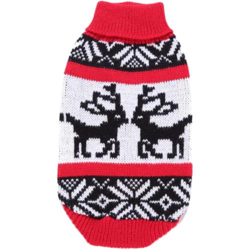 Milisten Adorable Pet Christmas Elk Sweater Dog Turtleneck Sweater Festive Knitted Dog Pajamas Winter Warm Pet Outfit Size m 2 pk