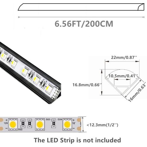 UV Resistance 6.56FT V Shape LED Strip Black Channel Diffuser,10-Pack Aluminum Profiles with Frosted Cover and Corner Connector, Tape Track for Cabinet Stairs Wall Outdoor (6.56FT, 10)