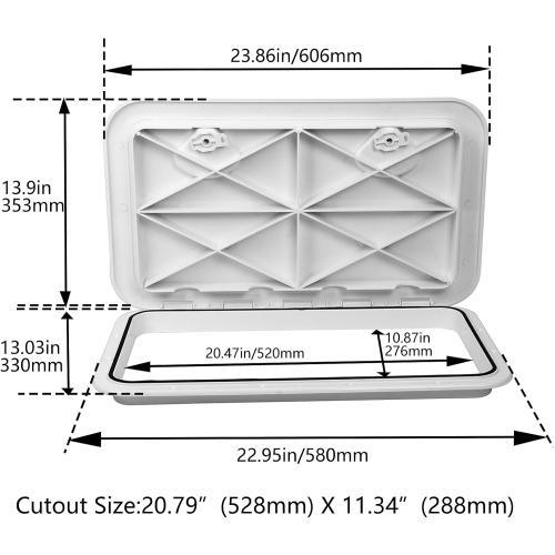 Amarine Made Boat Hatch 24 X 14, 180 Degree Lid Hinge Boat Deck Hatch, Marine Hatch with Non Slip Surface, Durable Construction Boat Access Hatch & Lid, Weatherproof and Easy to Install