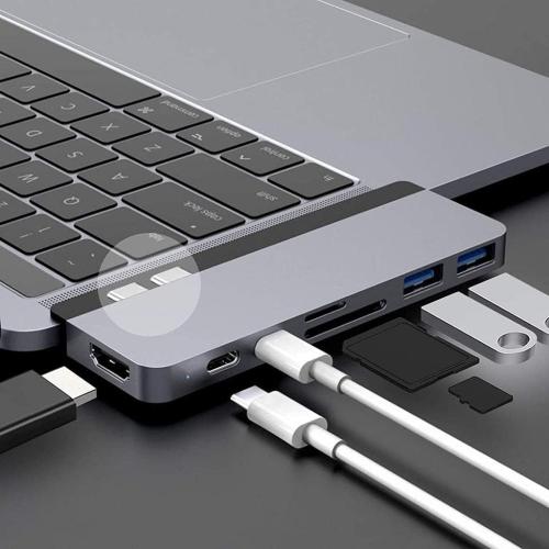 HyperDrive Duo 7-in-2 MacBook USB C Hub — for Mac w/Dual Ports, 4K60Hz HDMI, 40Gbps USB-C 100W Power Delivery, USB-A, SD/MicroSD, Magnetic Mount — (Space Gray)