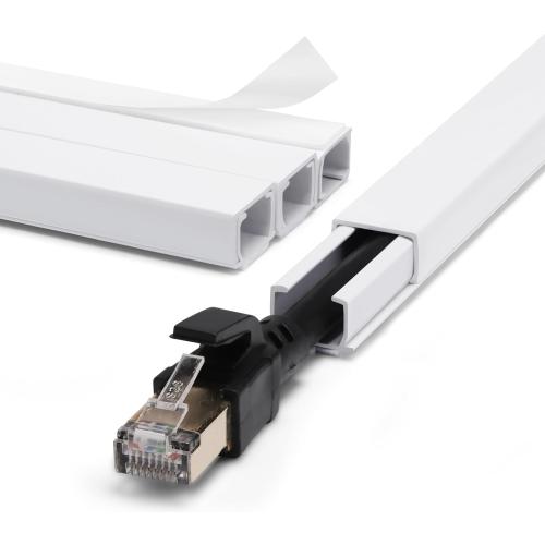 ZhiYo Cord Hider Wall for One Cord, 68in Cord Covers for Wires on Wall, Easy Install Cable Cover Wall, Cable Raceway White Hide Cords, Cable Hider Cord Management Wall, 4X L17in W0.6in H0.4in