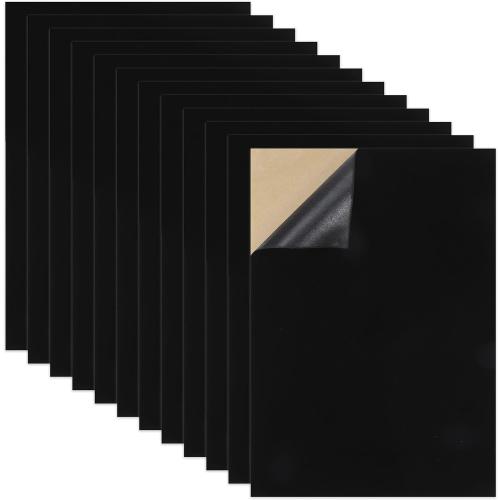 Caydo 12PCS Black Self Adhesive Felt Sheets, Soft Velvet Sticky Back Felt for Jewelry Box and Drawer Liner, Art and Craft Making(A4 Size)