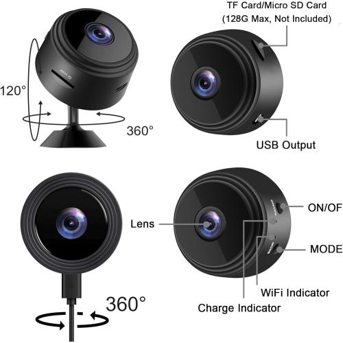 ZMDCAM Hidden Spy Camera for Home Use, Mini Security Wireless WiFi Camera, HD 1080P Indoor/Outdoor Night Vision Nanny Cam for Baby, Pets, Compatible with Smartphone, Tablets(Video Only)