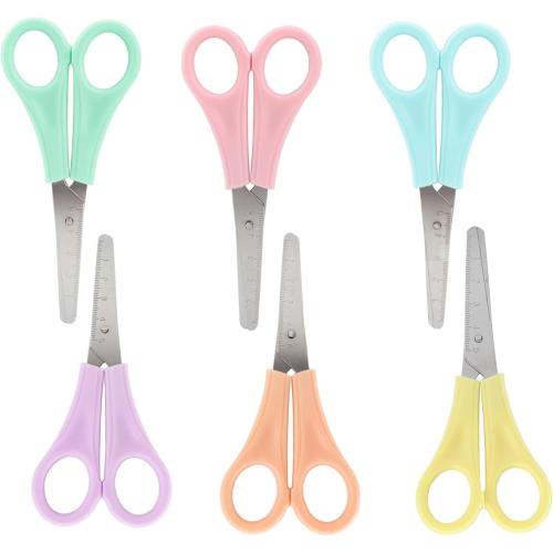 6 Pack Safety Scissors, 5' Safety Blunt Tip Kids Craft Scissors for School Class, Art Crafting Classes, Office Supplies and Other Daily Use (Bright color)