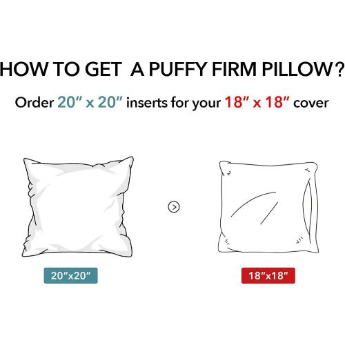 Oubonun 20x20 Outdoor Pillow Inserts (Pack of 2) - Square Waterproof Throw Pillow - Decorative Throw Pillows Insert for Couch Sofa Bed Patio Furniture - White Pillows