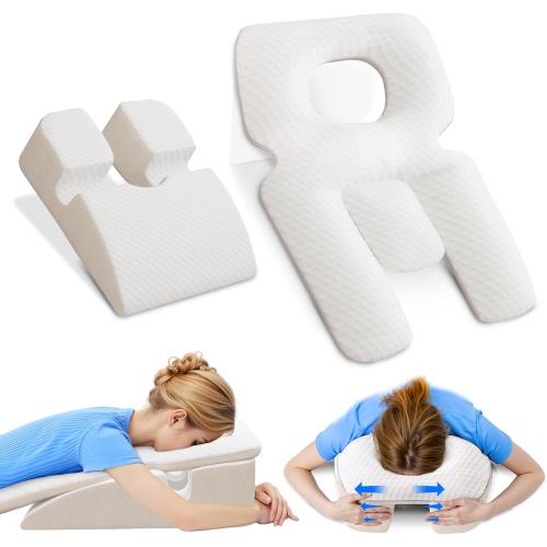 Face Down Pillow,Faces Down Pillow After Eye Surgery,BBL Pillows After Surgery Stomach Sleeping Pillows,Home Massage Pillowes Faces Down with Shredded Memory Foam and Removable Cover