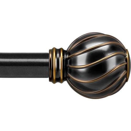 Lootkell Black Curtain Rods for Windows 48 to 84 Inches Adjustable Length Heavy Duty 7/8 Diameter Window Curtain Rod with Decorative Finials for Outdoor Farmhouse Bedroom Kitchen Living Room