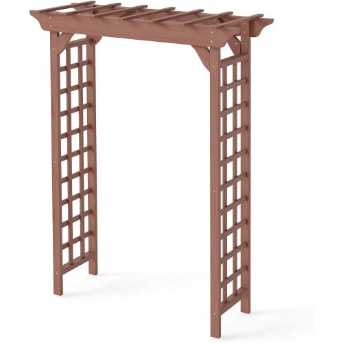 Wooden Garden Arbor, 7ft Wedding Arch for Ceremony, Outdoor Wood Trellis for Climbing Plants, Rustic Pergola for Backyard, Patio, Christmas & Party Decor, (Brown, 63 * 23 * 85)
