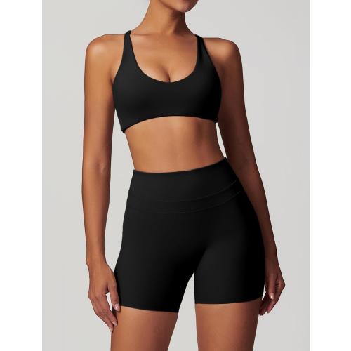 ABOCIW Workout Sets for Women 2 Piece V Neck Twist Back Sports Bra High Waist Biker Shorts Yoga Outfits
