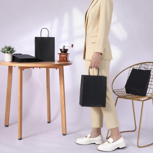 SUNCOLOR 25-Pack Black Gift Bags with Handles – 8x4.5x10 Medium Goodie Bags for Party Favors, Retail, Halloween & Weddings