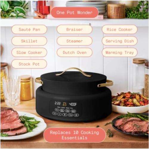10-in-1 6Qt Electric Multi-Cooker – Slow Cooker, Rice Cooker, Steamer & More | Touch Control, Oven-Safe, Dishwasher-Safe (Black)