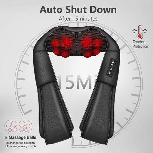 Neck Massager with Heat, Shiatsu Massager for Neck, Back, Shoulder, Foot and Leg, Deep Tissue 3D Kneading Massage for Relax Muscles at Home and Offie,Back Massagers for Women and Men