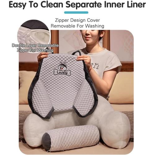 Color Blue Reading Pillow for Kid Or Adult Detachable Neck Roll with Arms Standard Bed Pillows Back Support Chair Pillow Bed Rest Pillow for Sitting in Bed Reading Watching TV