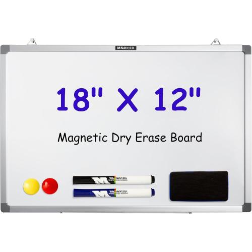 M&G Dry Erase Board Magnetic White Board for Wall, 18” x 12” Small Whiteboard with 2 Markers & 2 Magnets & 1 Eraser, Portable Whiteboard for Planning, Drawing, to Do List, Office Use