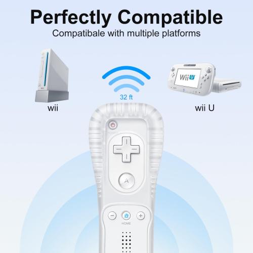 MOLICUI Wii Remote Controller,Wii Controller 2 Pack With Wrist Strap and Silicone Case,White