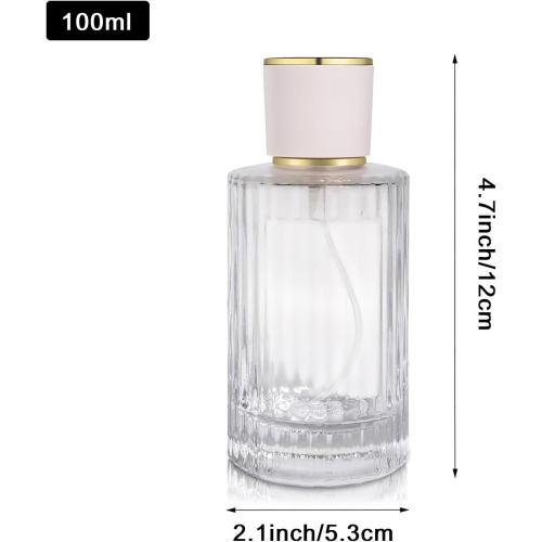 100ml/3.4 Oz Glass Spray Bottle Perfume Atomizer,Refillable Perfume Spray Bottle Perfume Bottles Empty with 3 Kinds of Perfume Dispenser (Round 100ml)