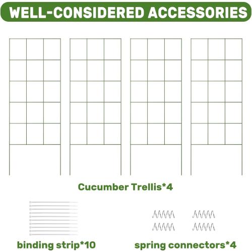 DOEWORKS Cucumber Trellis, 48 High Foldable A Frame Garden Trellis, 2 Pack, Plant Support for Climbing Cucumber, Beans, Tomatoes, Flowers, Green