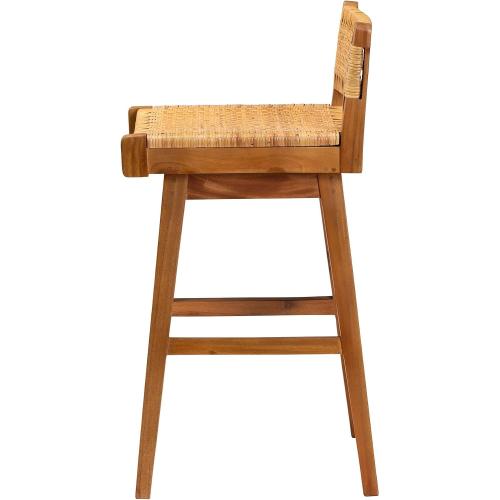 bali & pari Asgart Bohemian Seagrass and Mahogany Wood Bar Stool