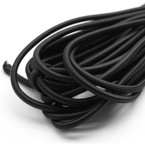 Baiann 3/16 Inch Elastic Cord Shock Marine Grade Black 30FT Bungee Stretch for DIY Projects, Tie Downs - UV and Weather Resistant, Long-Lasting Stretch Round Elastic String