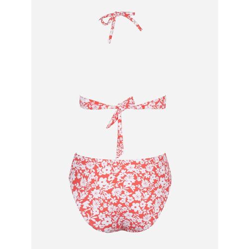 Size S...CUPSHE Bikini Set for Women Two Piece Swimsuit Bandeau Top Back Tie Mid Waisted Bottom with Removable Shoulder Straps