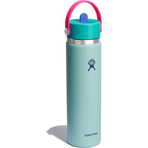 Dark Blue Lid Hydro Flask Water Bottle - Insulated Stainless Steel - Wide Mouth Flex Straw Lid, Non Spill, Leakproof and Refillable in 24 Oz Polar Plunge